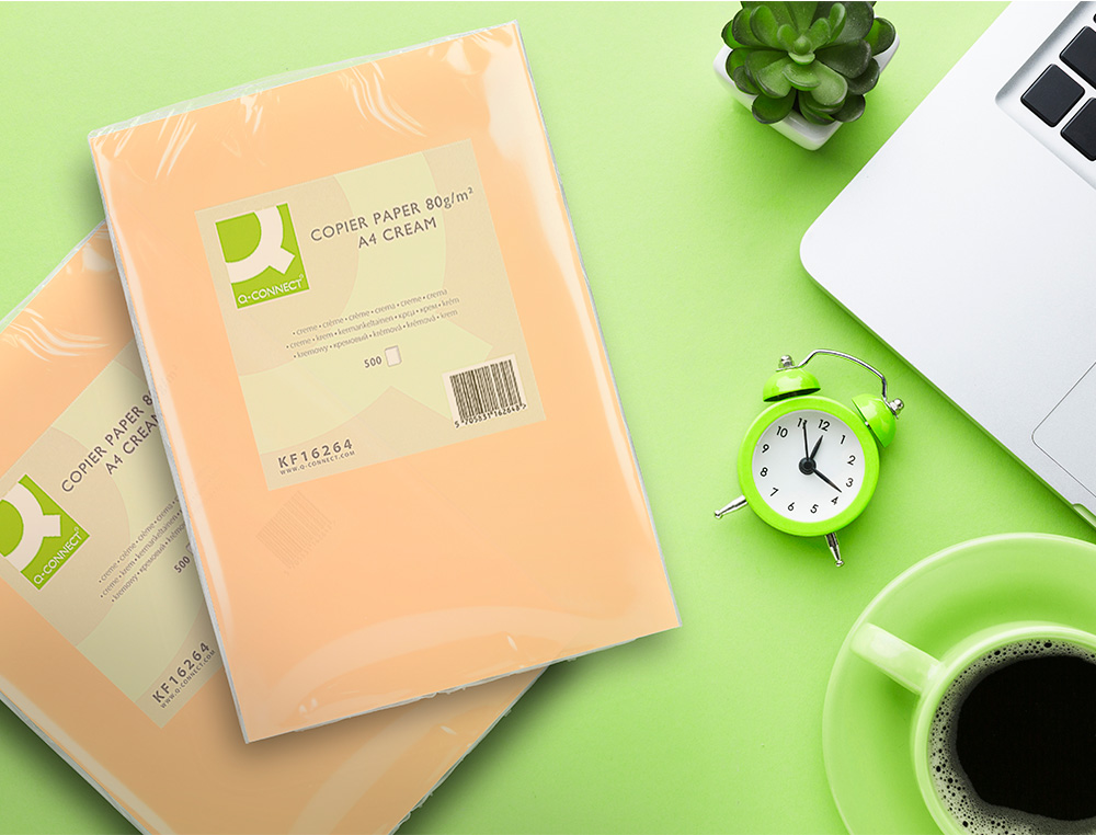 PAPEL COLOR Q-CONNECT DIN A4 80GR CREMA PAQUETE DE 500 HOJAS