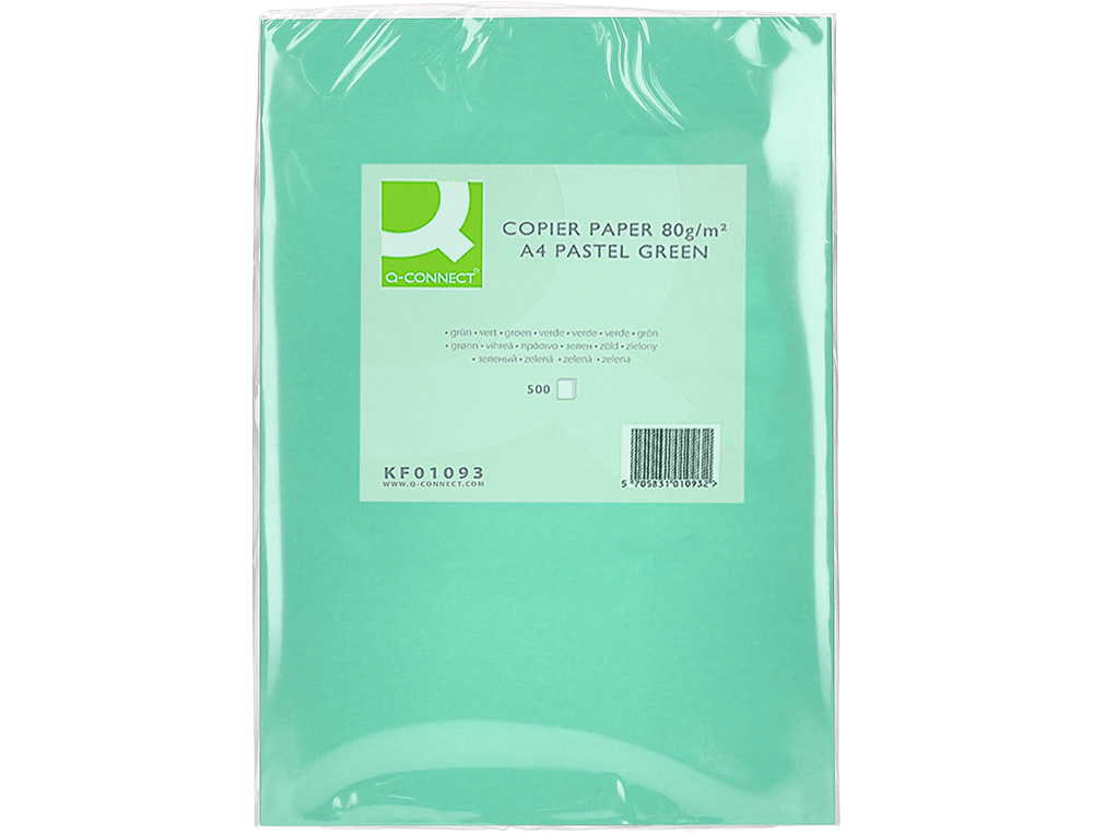 PAPEL COLOR Q-CONNECT DIN A4 80 GR VERDE PAQUETE DE 500 HOJAS