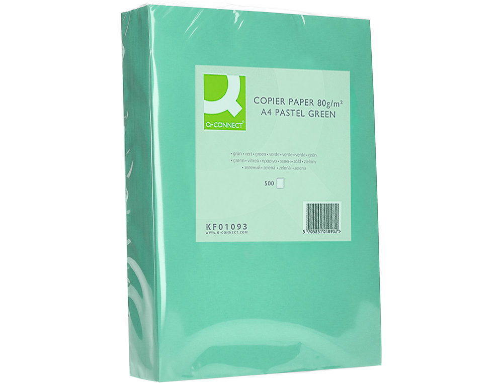 PAPEL COLOR Q-CONNECT DIN A4 80 GR VERDE PAQUETE DE 500 HOJAS
