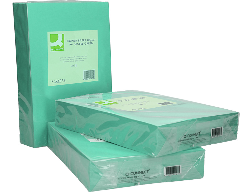 PAPEL COLOR Q-CONNECT DIN A4 80 GR VERDE PAQUETE DE 500 HOJAS