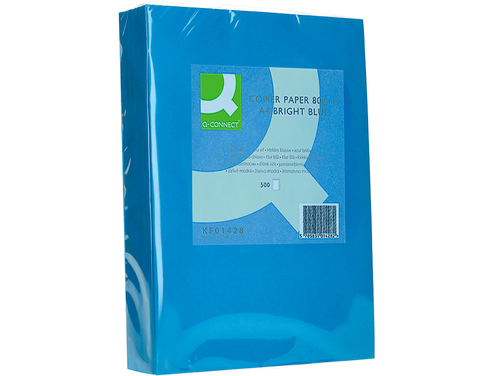 PAPEL COLOR Q-CONNECT DIN A4 80GR AZUL INTENSO PAQUETE DE 500 HOJAS