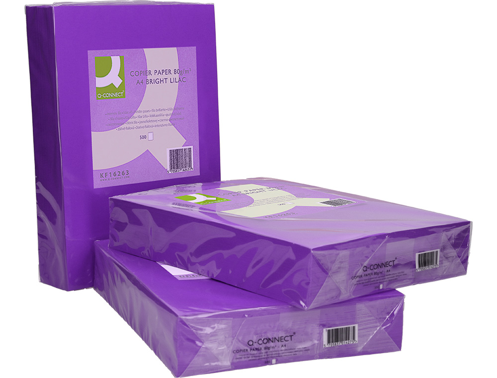 PAPEL COLOR Q-CONNECT DIN A4 80GR LILA INTENSO PAQUETE DE 500 HOJAS