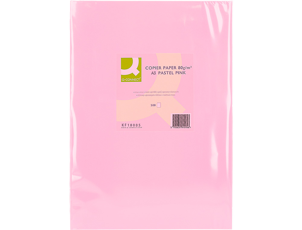 PAPEL COLOR Q-CONNECT DIN A3 80 GR ROSA PAQUETE DE 500 HOJAS