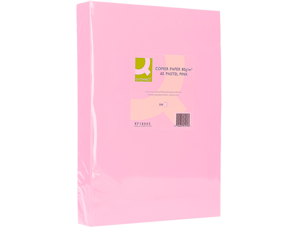 PAPEL COLOR Q-CONNECT DIN A3 80 GR ROSA PAQUETE DE 500 HOJAS
