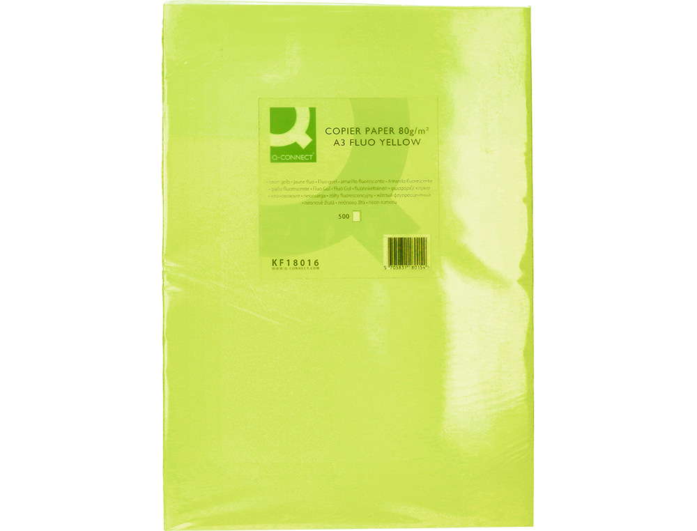 PAPEL COLOR Q-CONNECT DIN A3 80GR VERDE NEON PAQUETE DE 500 HOJAS