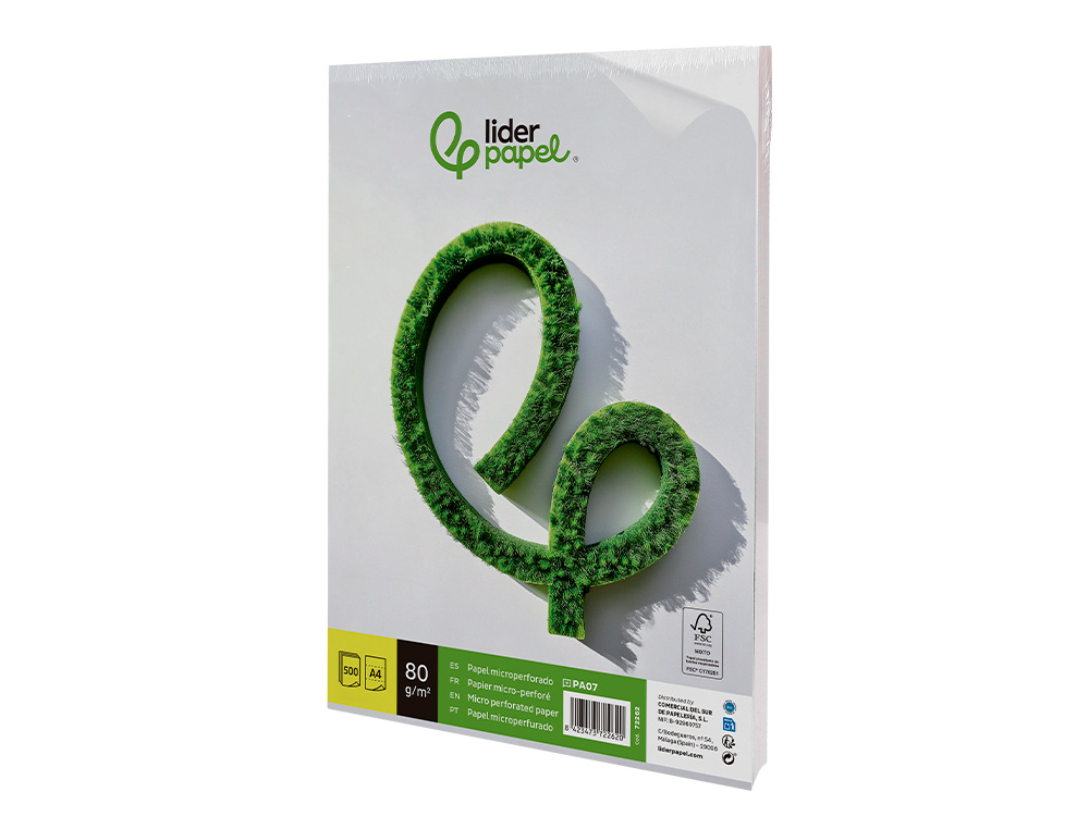 PAPEL LIDERPAPEL A4 80G/M2 LISO MICROPERFORADO EN TRES PARTES IGUALES PAQUETE DE 500 HOJAS