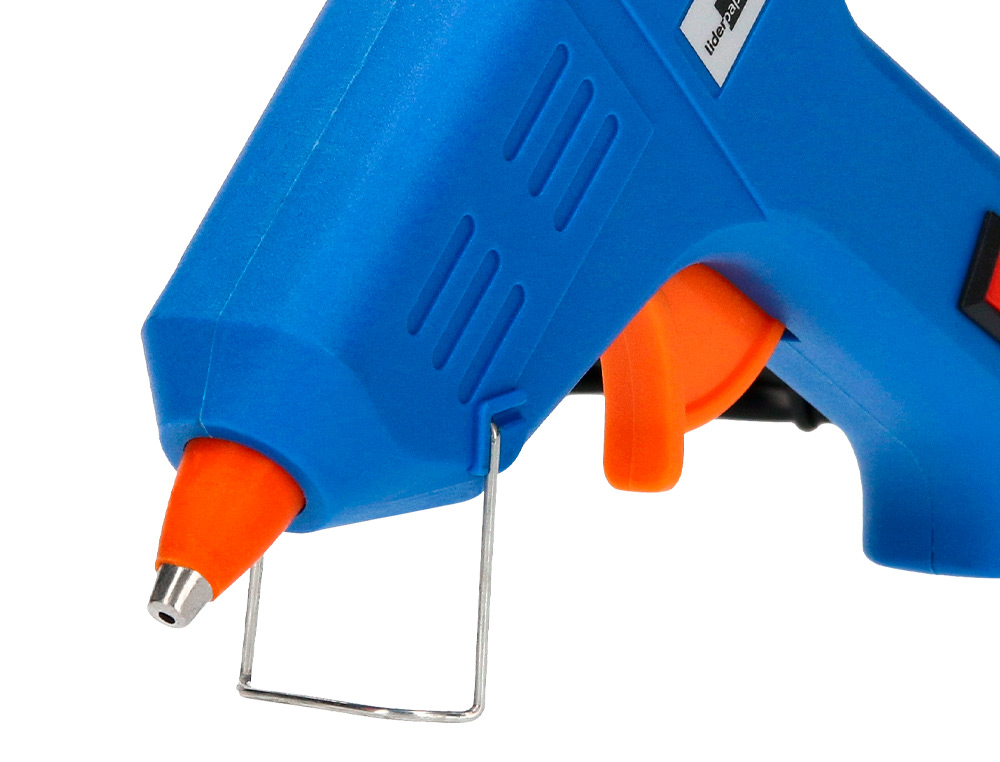 PISTOLA TERMOFUSIBLE MINI LIDERPAPEL DE 25W CON GATILLO DISPENSADOR Y 2 BARRAS DE REPUESTO DE 7 MM DIAMETRO X 100 MM
