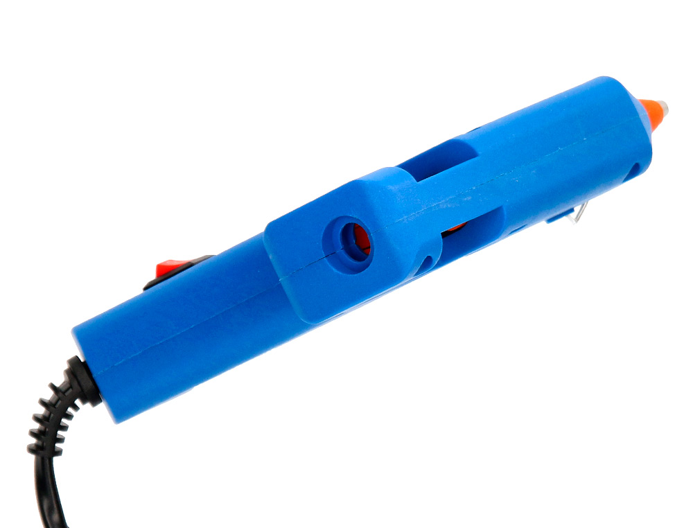 PISTOLA TERMOFUSIBLE MINI LIDERPAPEL DE 25W CON GATILLO DISPENSADOR Y 2 BARRAS DE REPUESTO DE 7 MM DIAMETRO X 100 MM