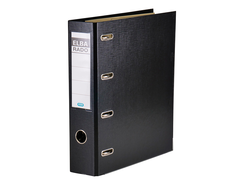 ARCHIVADOR DE PALANCA ELBA CARTON FORRADO DIN A4 NEGRO LOMO DE 75 MM RADO CON DOBLE MECANISMO