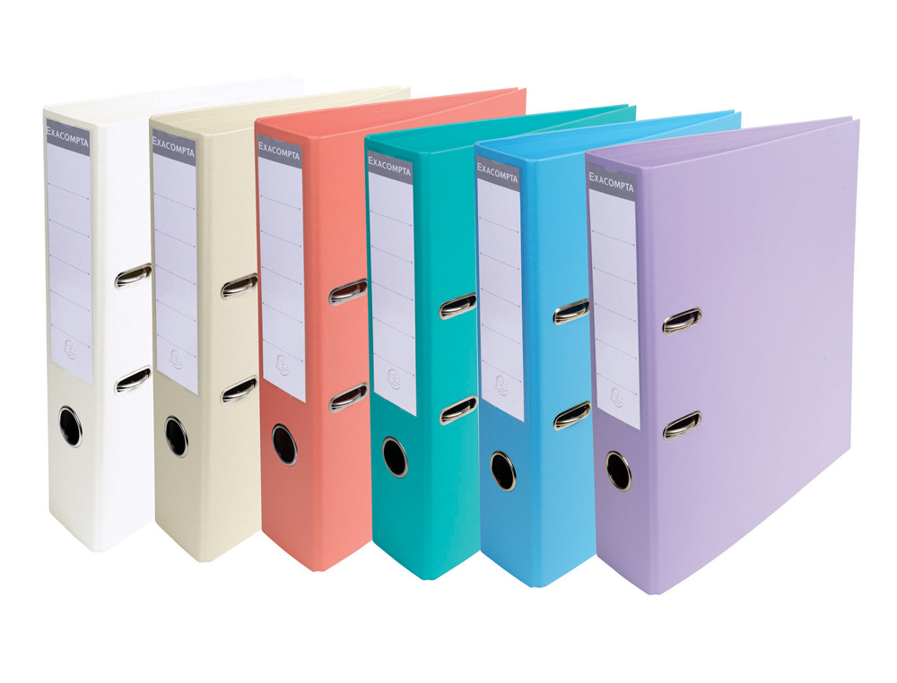 ARCHIVADOR DE PALANCA EXACOMPTA CARTON FORRADO PVC DIN A4 COLORES PASTELES SURTIDOS LOMO 70 MM CON