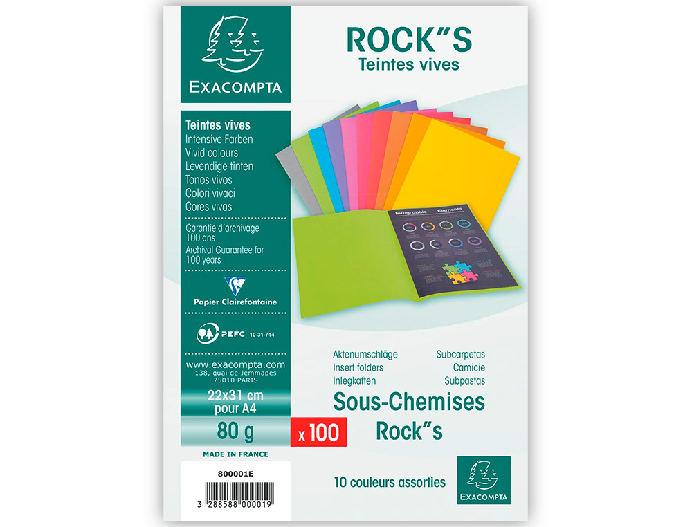SUBCARPETA PAPEL EXACOMPTA DIN A4 COLORES SURTIDOS 80 GR