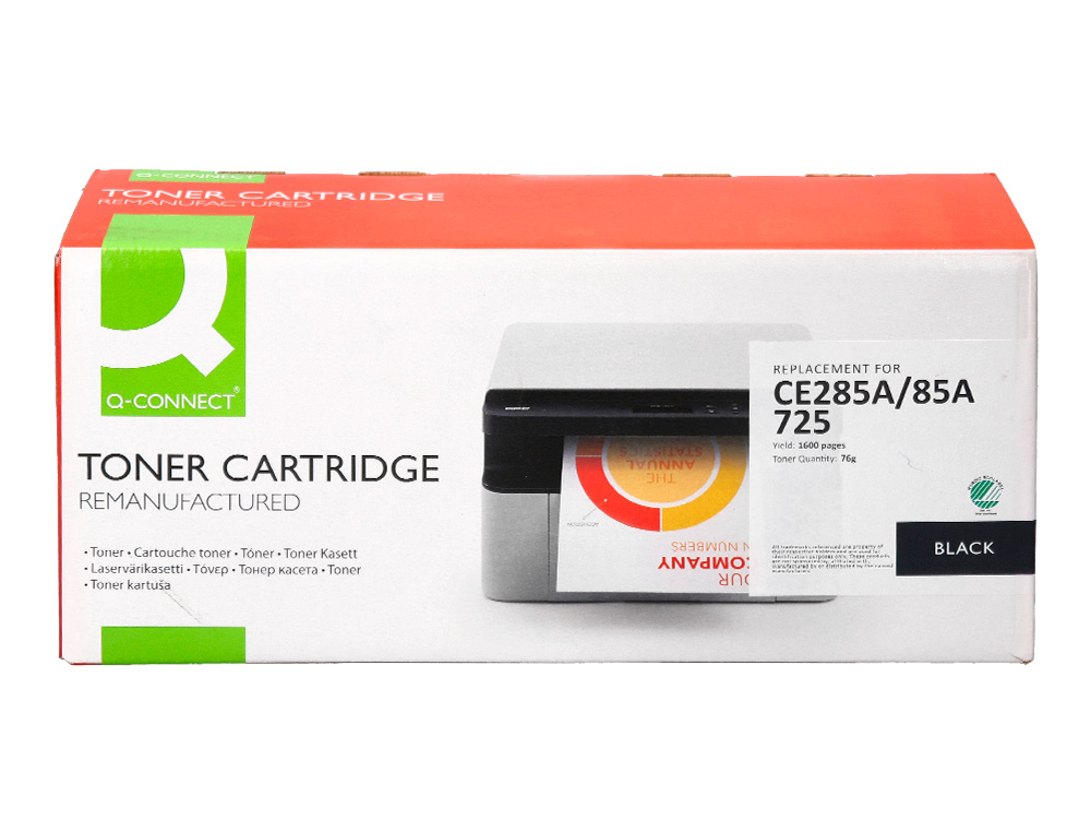 TONER Q-CONNECT COMPATIBLE HP CE285A PARA LASERJET P1102/P1102W/M1212NF MFP/M1217NFW MFP/M1132MFP -1.600PAG- NEGRO