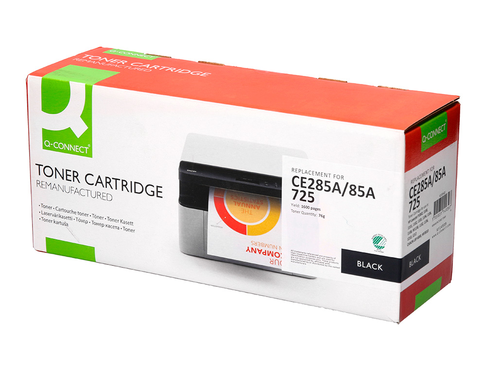 TONER Q-CONNECT COMPATIBLE HP CE285A PARA LASERJET P1102/P1102W/M1212NF MFP/M1217NFW MFP/M1132MFP -1.600PAG- NEGRO