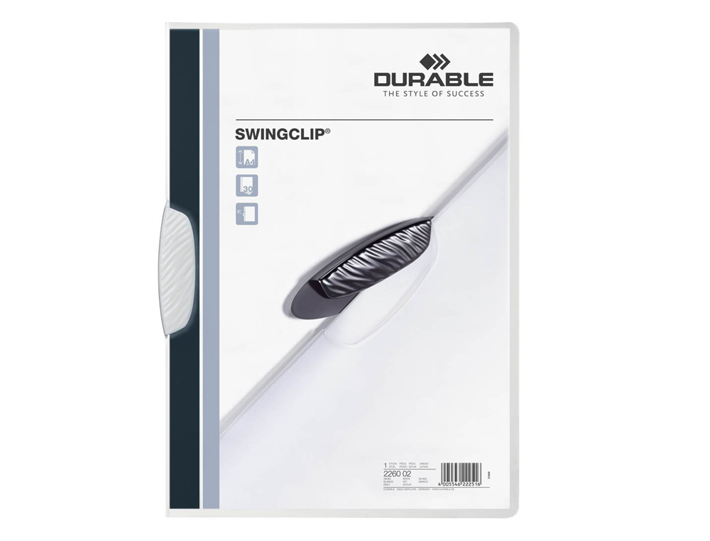 CARPETA SWINGCLIP DOSSIER PINZA LATERAL Y GIRATORIA BLANCO DIN A4 CAPACIDAD 30 HOJAS