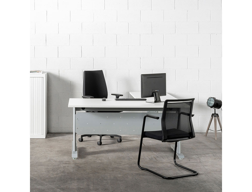 MESA DE OFICINA ROCADA METAL 2003AC01 ALUMINIO /HAYA 180X80 CM