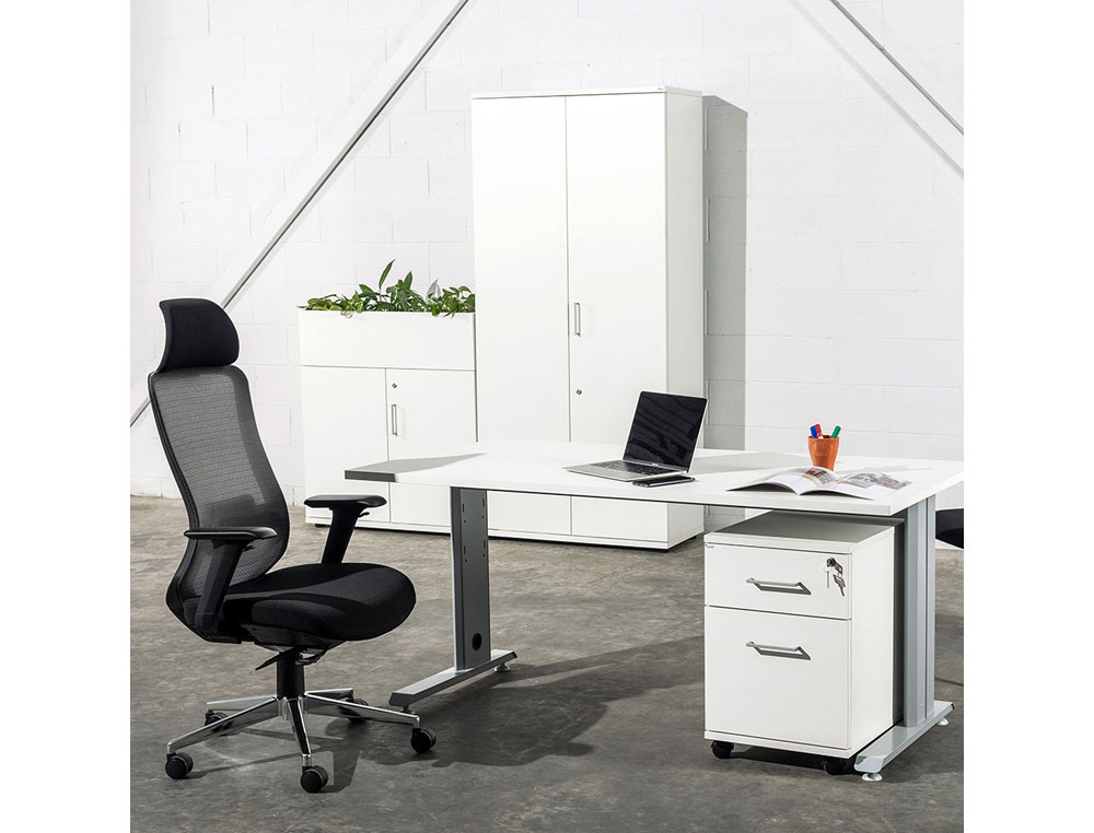MESA DE OFICINA ROCADA METAL 2000AC04 ALUMINIO /BLANCO 120X60 CM