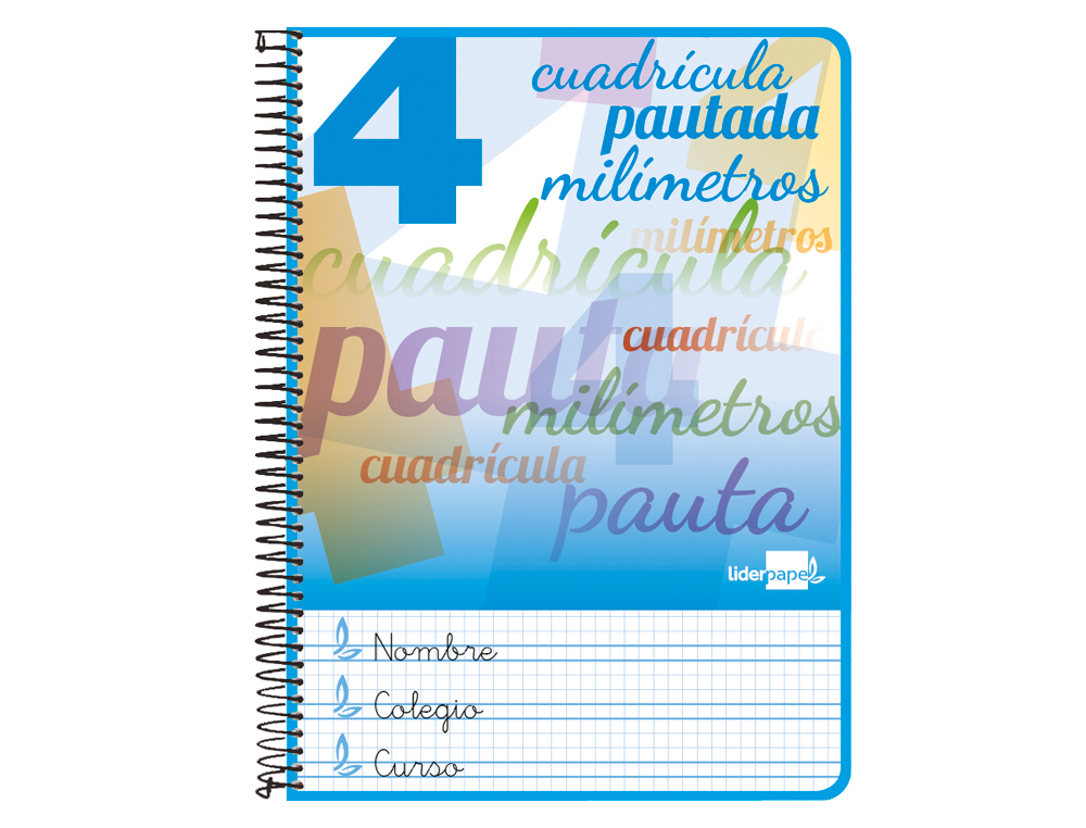 CUADERNO ESPIRAL LIDERPAPEL CUARTO PAUTAGUIA TAPA DURA 80H 75 GR CUADRO PAUTADO 4MM CON MARGEN