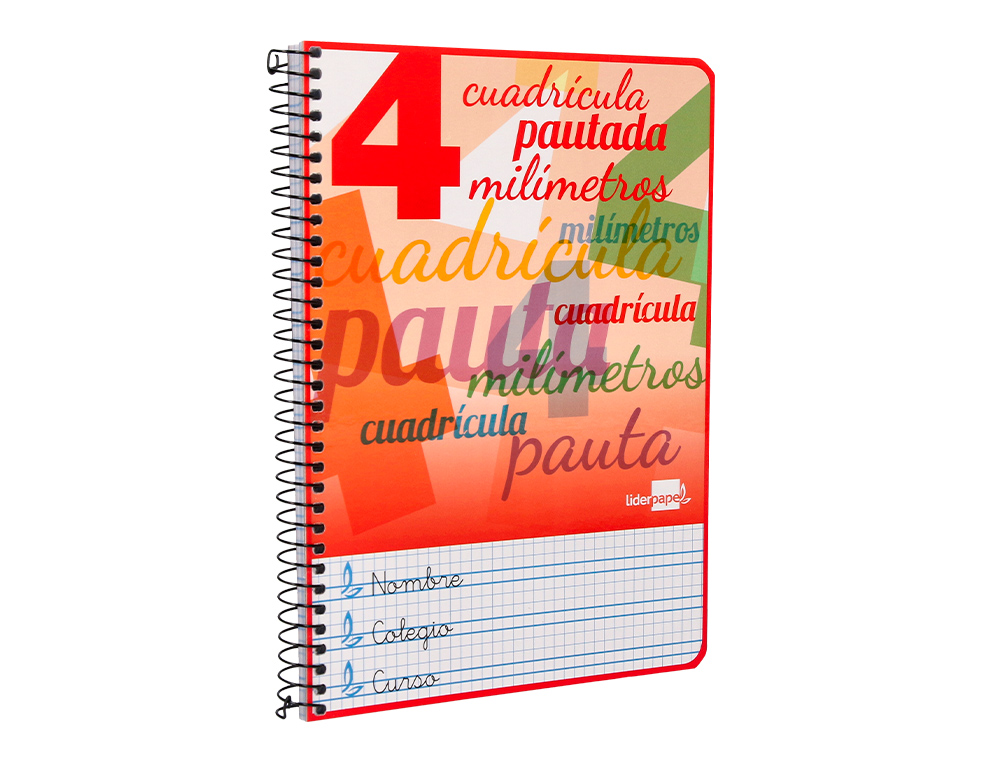 CUADERNO ESPIRAL LIDERPAPEL CUARTO PAUTAGUIA TAPA DURA 80H 75 GR CUADRO PAUTADO 4MM CON MARGEN