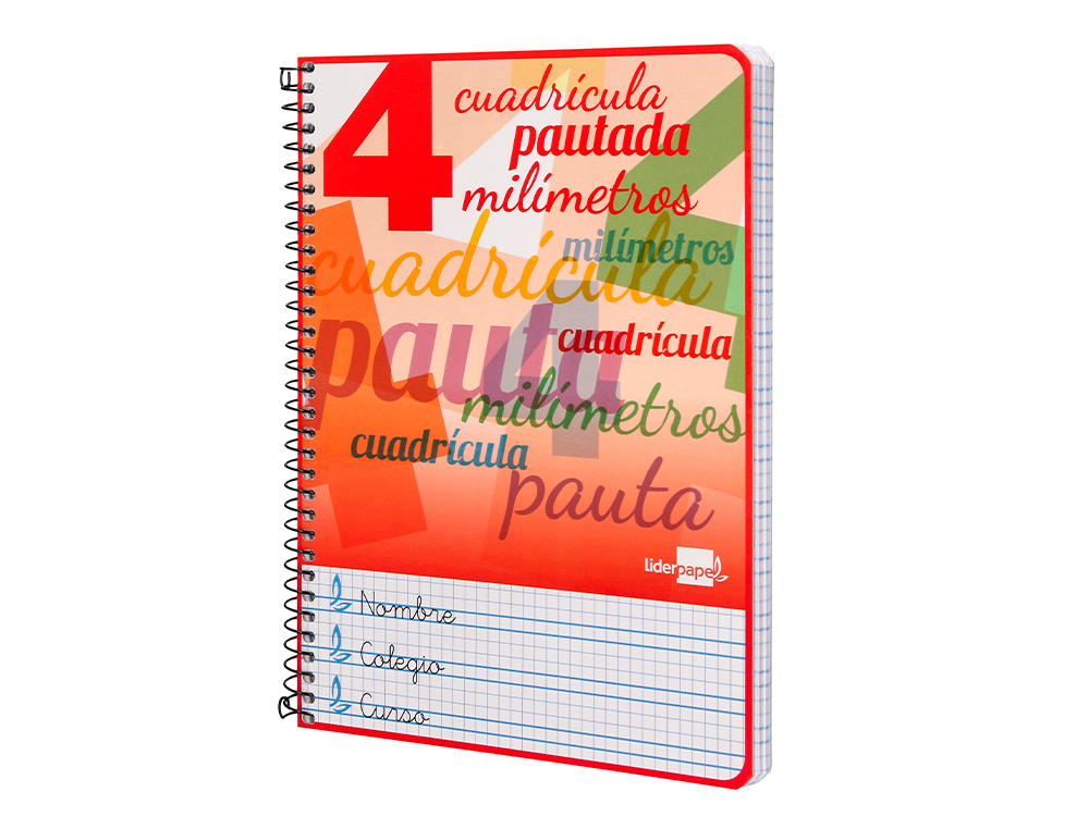 CUADERNO ESPIRAL LIDERPAPEL CUARTO PAUTAGUIA TAPA DURA 80H 75 GR CUADRO PAUTADO 4MM CON MARGEN