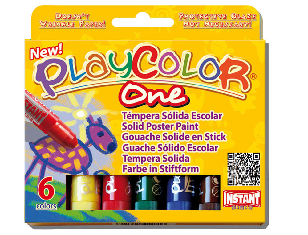 TEMPERA SOLIDA EN BARRA PLAYCOLOR ESCOLAR CAJA DE 6 COLORES SURTIDOS
