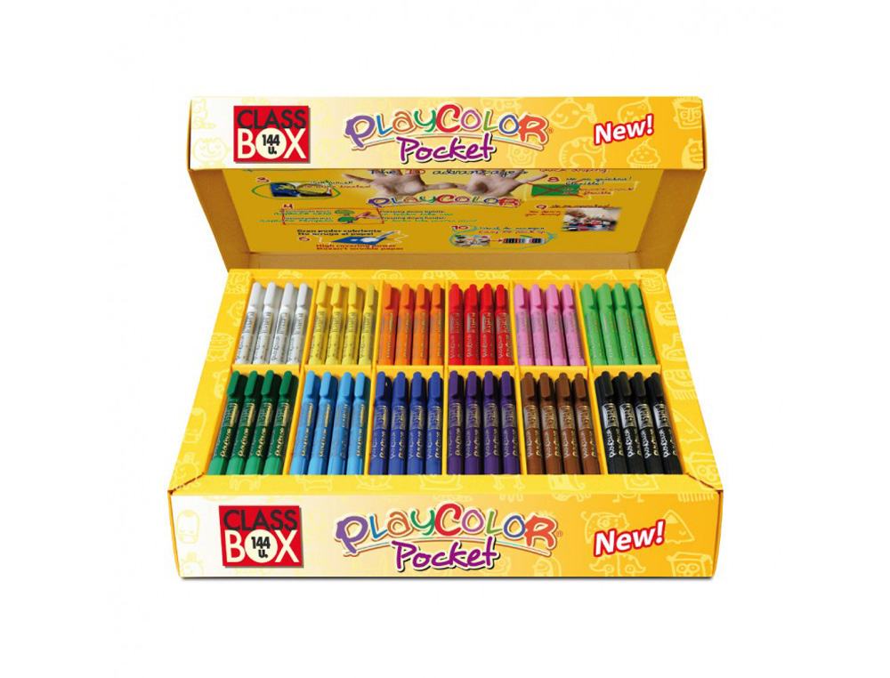 TEMPERA SOLIDA EN BARRA PLAYCOLOR POCKET ESCOLAR CAJA DE 144 UNIDADES 12 COLORES SURTIDOS