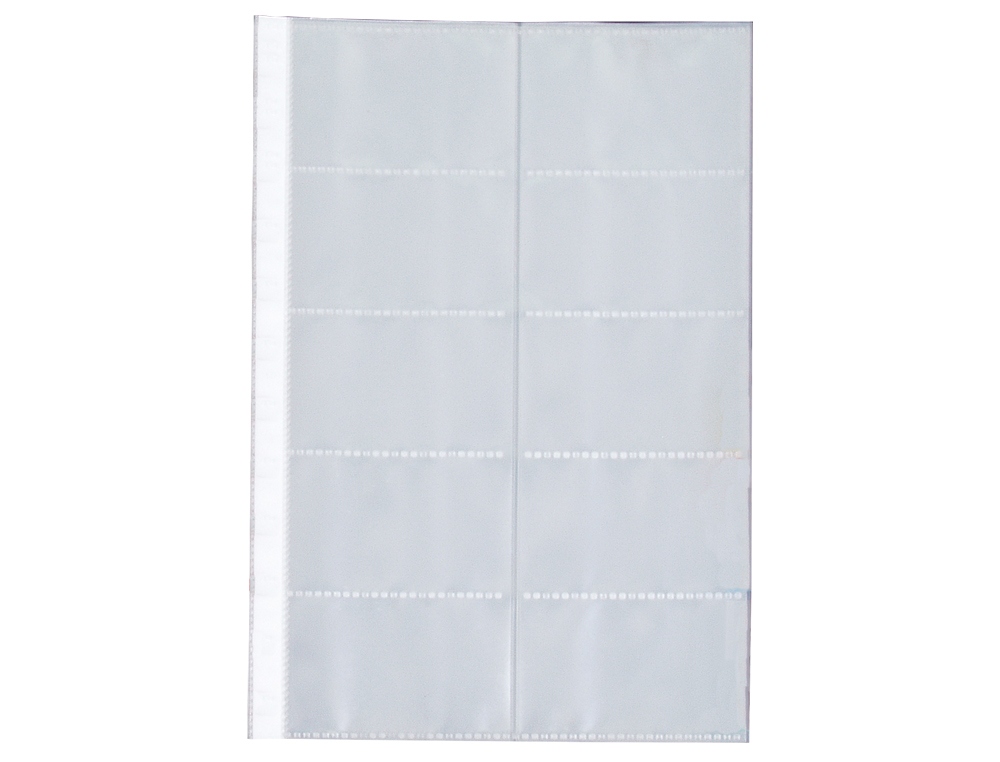 RECAMBIO FUNDAS LIDERPAPEL DIN A4 PARA TARJETERO BOLSA DE 10 HOJAS CAPACIDAD 20 TARJETAS POR HOJA