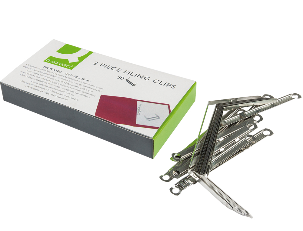 ENCUADERNADOR FASTENER Q-CONNECT PLATEADO CAJA DE 50 UNIDADES