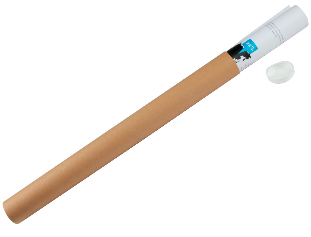 TUBO DE CARTON Q-CONNECT PORTADOCUMENTOS CARTONCILLO ENCOLADO RECICLADO 1,8 MM CON 2 TAPAS DE PLASTICO 40X430 MM