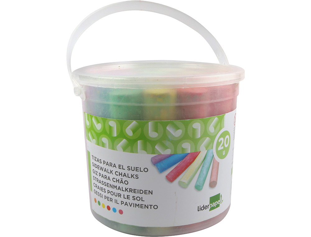 TIZA COLOR LIDERPAPEL PARA SUELO CUBILETE DE 20 UNIDADES COLORES SURTIDOS