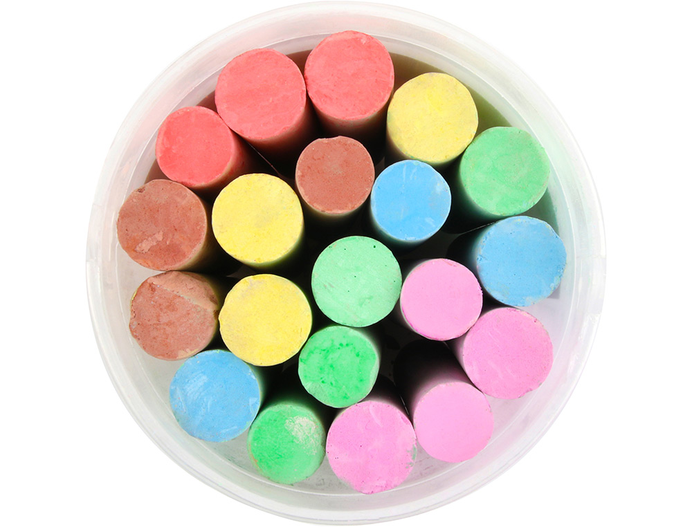 TIZA COLOR LIDERPAPEL PARA SUELO CUBILETE DE 20 UNIDADES COLORES SURTIDOS