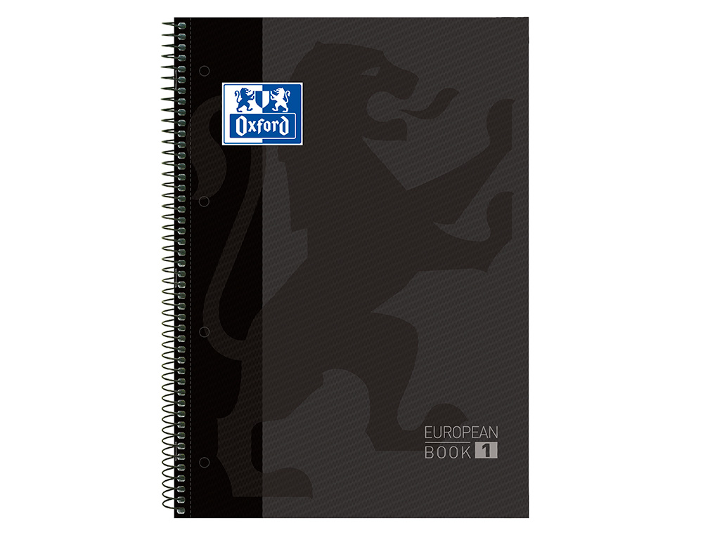 BLOC ESPIRAL OXFORD EUROPEAN BOOK TAPA EXTRADURA DIN A4 80 HOJAS CUADRICULA 5 MM COLOR GRIS