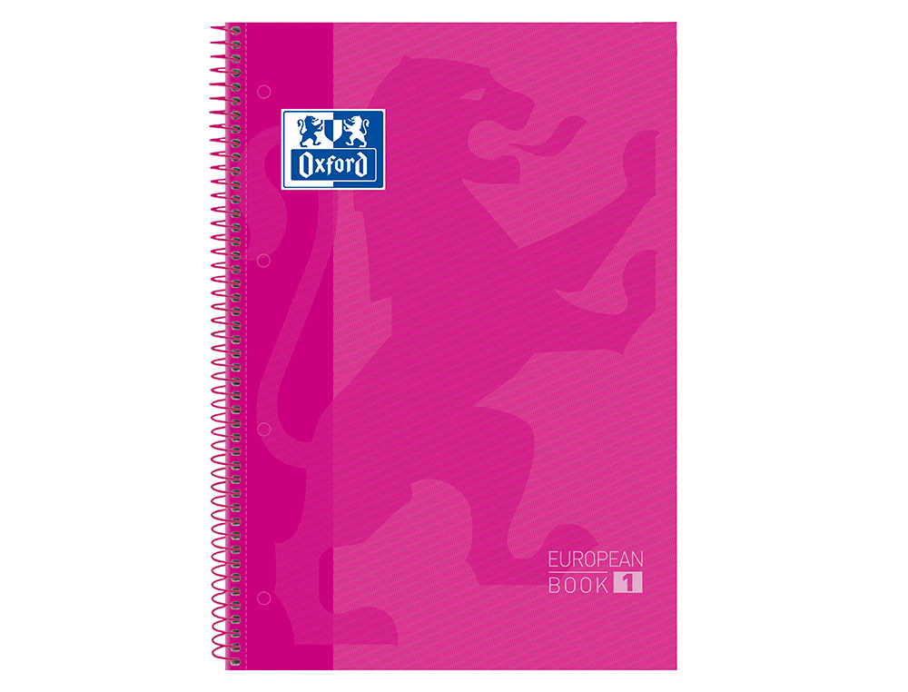 BLOC ESPIRAL OXFORD EUROPEAN BOOK TAPA EXTRADURA DIN A4 80 HOJAS CUADRICULA 5 MM COLOR ROSA