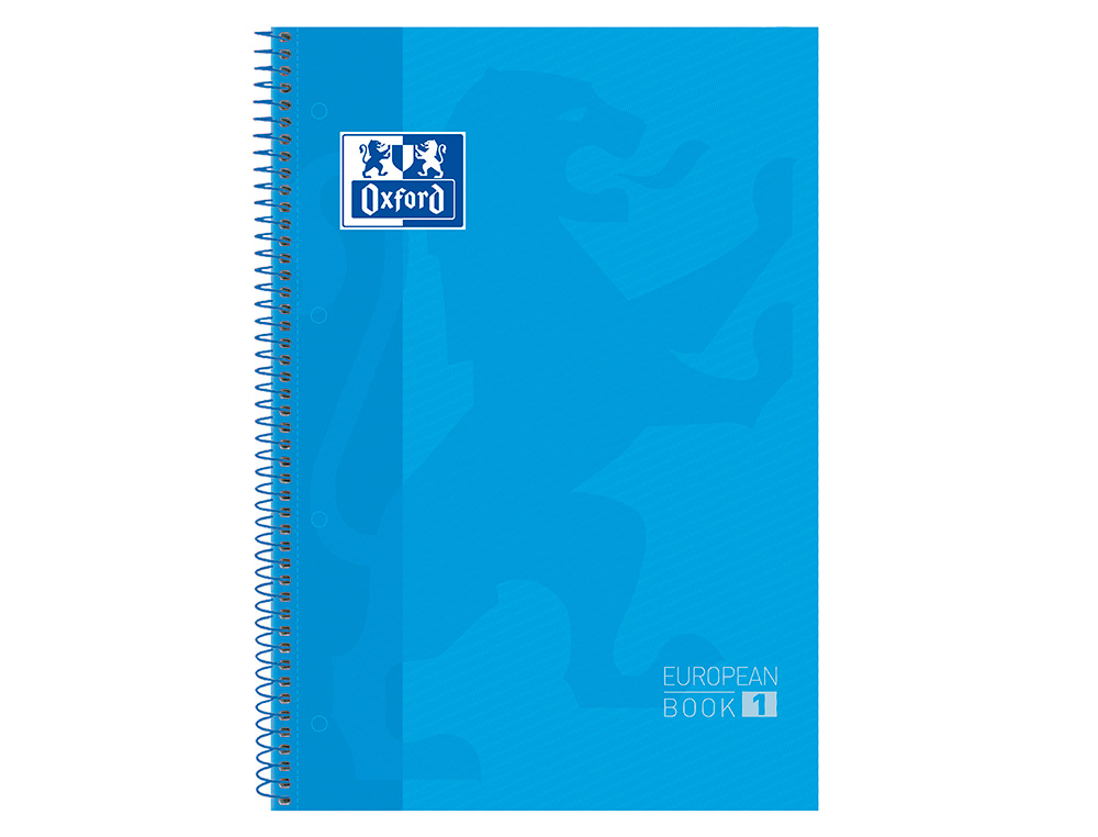 BLOC ESPIRAL OXFORD EUROPEAN BOOK TAPA EXTRADURA DIN A4 80 HOJAS CUADRICULA 5 MM COLOR TURQUESA
