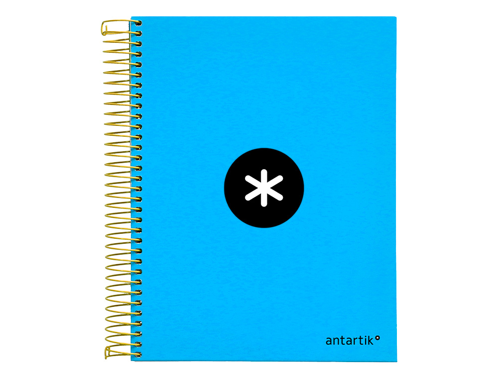 CUADERNO ESPIRAL A5 MICRO ANTARTIK TAPA FORRADA 120H 100 GR HORIZONTAL 5 BANDAS 6 TALADROS COLOR AZUL