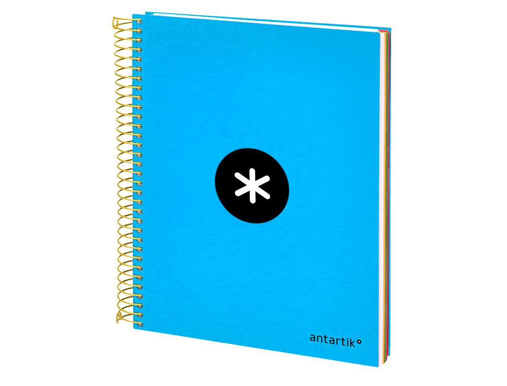 CUADERNO ESPIRAL A5 MICRO ANTARTIK TAPA FORRADA 120H 100 GR HORIZONTAL 5 BANDAS 6 TALADROS COLOR AZUL