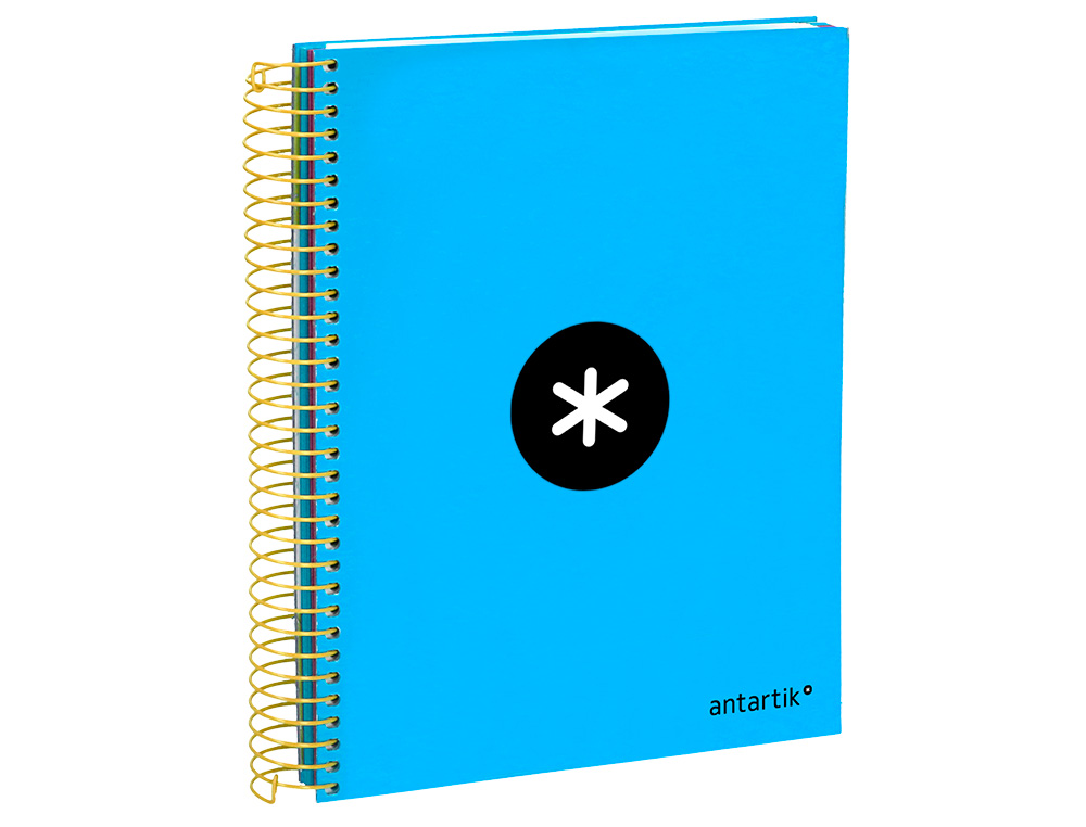 CUADERNO ESPIRAL A5 MICRO ANTARTIK TAPA FORRADA 120H 100 GR HORIZONTAL 5 BANDAS 6 TALADROS COLOR AZUL