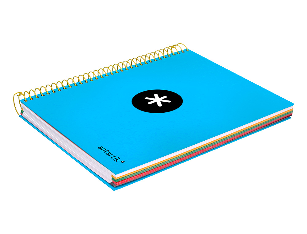 CUADERNO ESPIRAL A5 MICRO ANTARTIK TAPA FORRADA 120H 100 GR HORIZONTAL 5 BANDAS 6 TALADROS COLOR AZUL