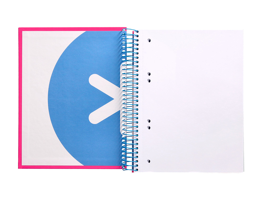 CUADERNO ESPIRAL A5 MICRO ANTARTIK TAPA FORRADA 120H 90 GR LISO CON BANDAS 6 TALADROS COLOR ROSA FLUOR