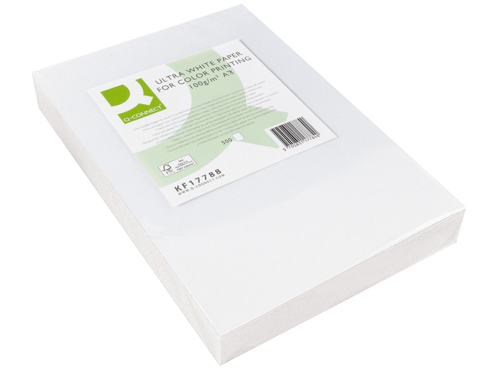 PAPEL FOTOCOPIADORA Q-CONNECT ULTRA WHITE DIN A3 100 GRAMOS PAQUETE DE 500 HOJAS