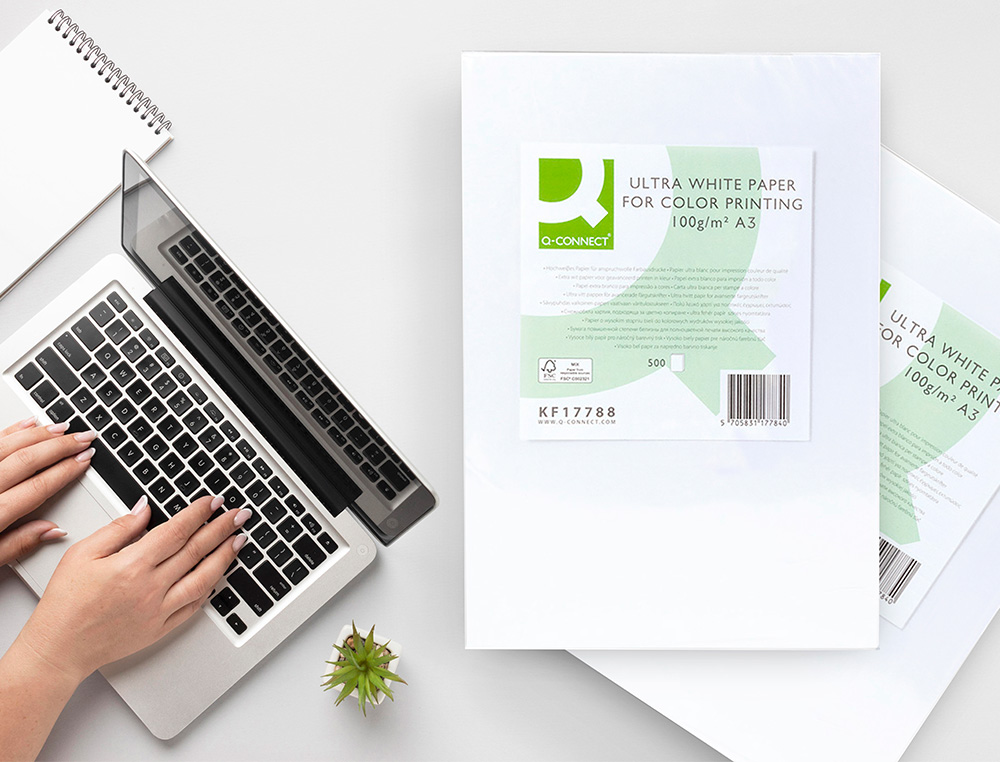 PAPEL FOTOCOPIADORA Q-CONNECT ULTRA WHITE DIN A3 100 GRAMOS PAQUETE DE 500 HOJAS