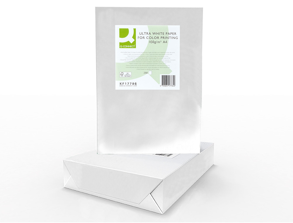 PAPEL FOTOCOPIADORA Q-CONNECT ULTRA WHITE DIN A4 160 GRAMOS PAQUETE DE 250 HOJAS