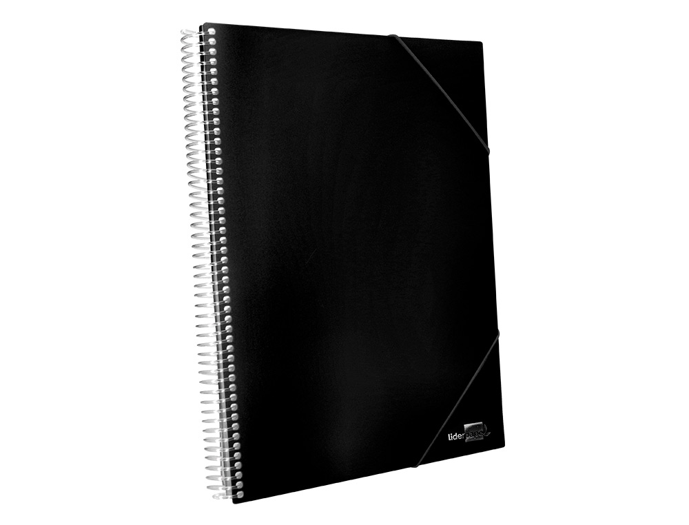 CARPETA LIDERPAPEL ESCAPARATE CON ESPIRAL 40 FUNDAS POLIPROPILENO DIN A4 NEGRO