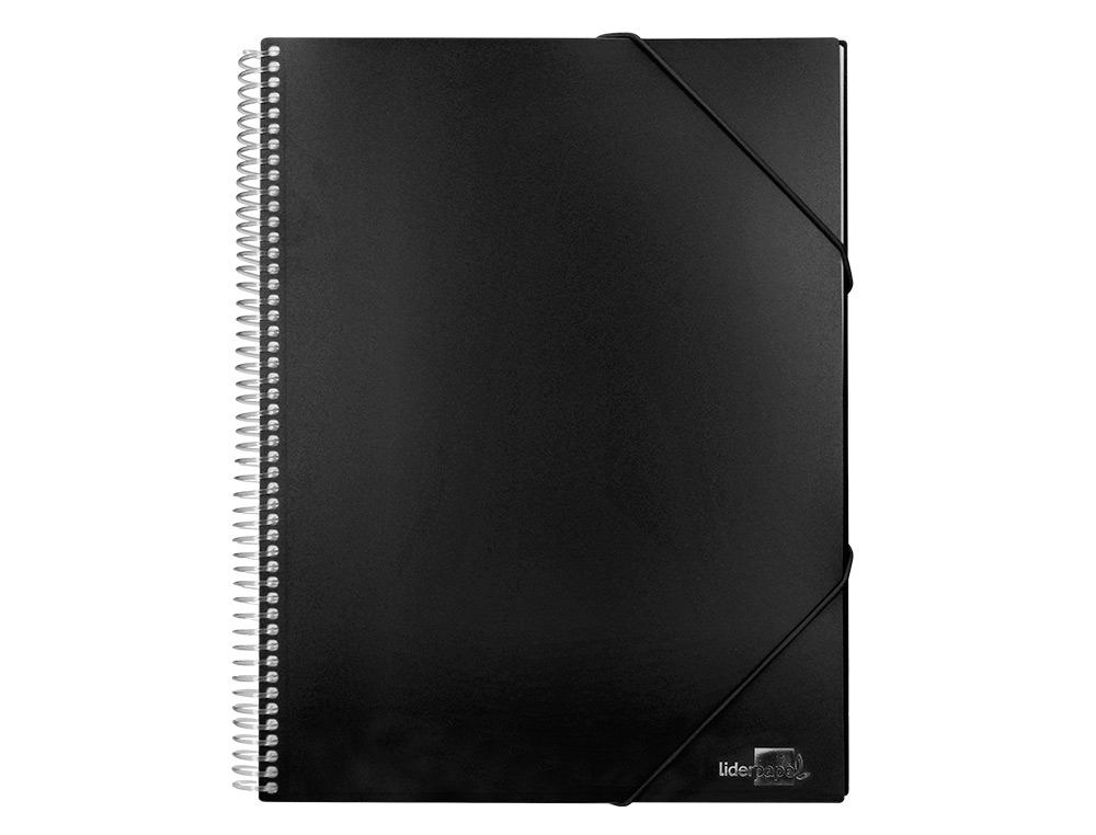 CARPETA LIDERPAPEL ESCAPARATE CON ESPIRAL 80 FUNDAS POLIPROPILENO DIN A4 NEGRO