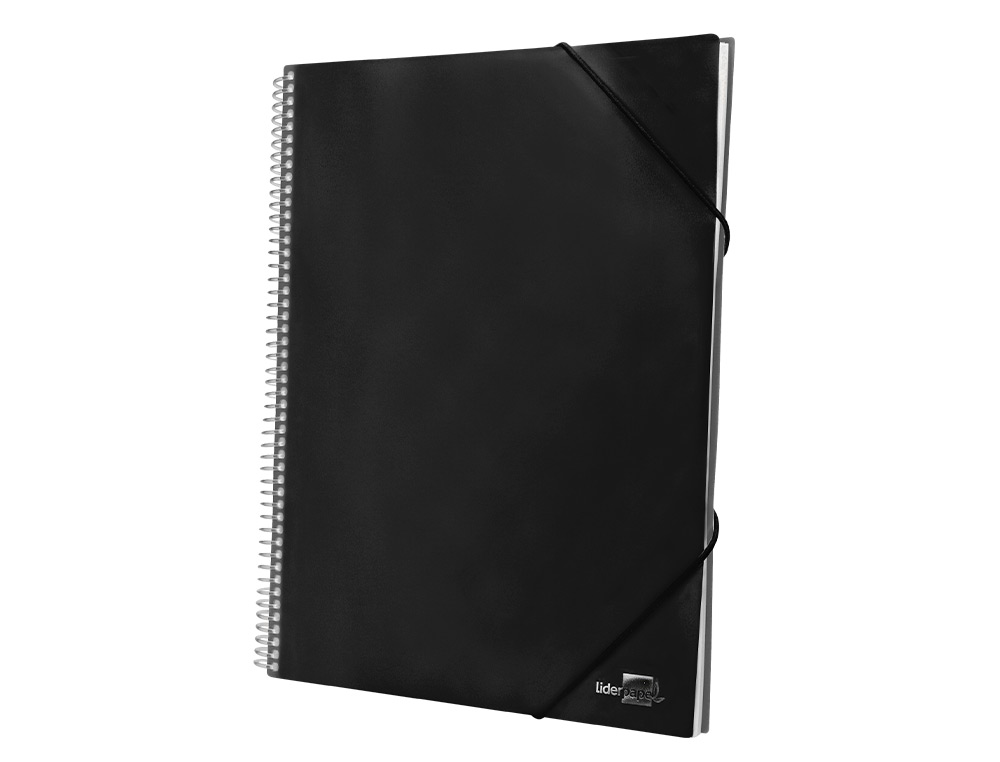 CARPETA LIDERPAPEL ESCAPARATE CON ESPIRAL 80 FUNDAS POLIPROPILENO DIN A4 NEGRO