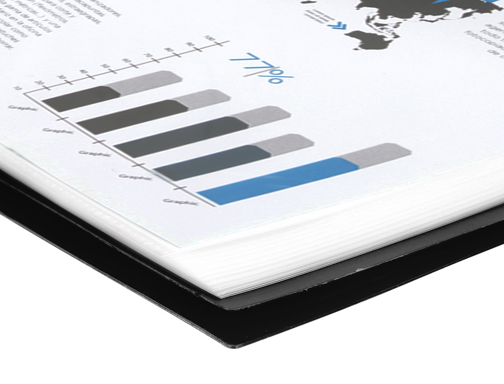 CARPETA LIDERPAPEL ESCAPARATE CON ESPIRAL 80 FUNDAS POLIPROPILENO DIN A4 NEGRO