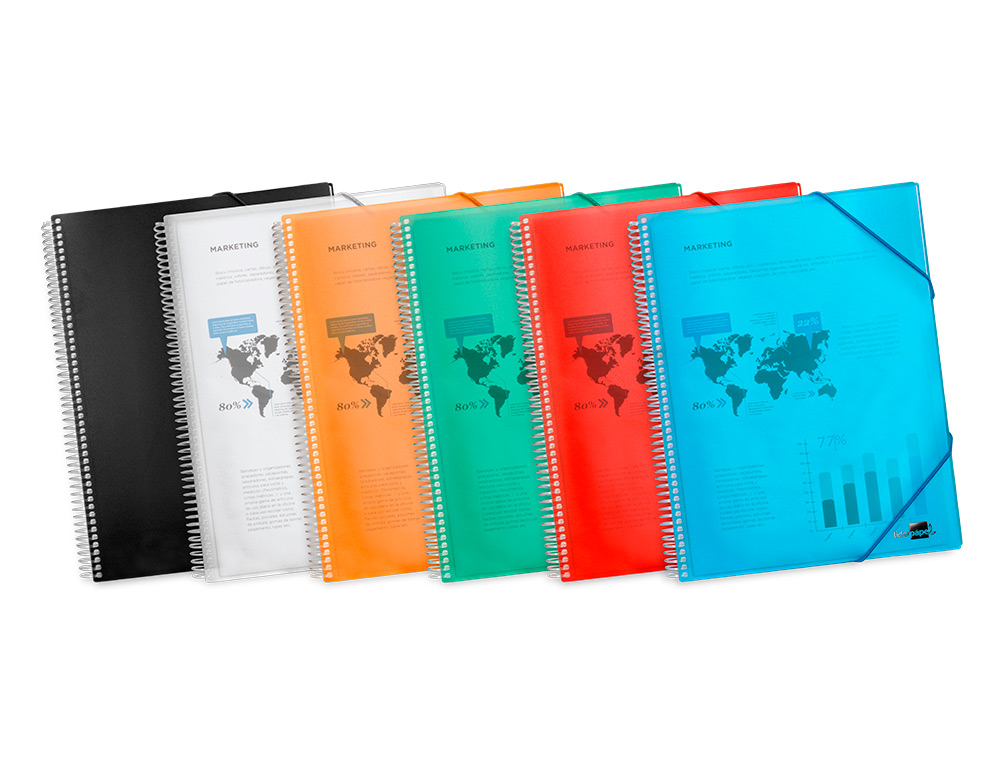 CARPETA LIDERPAPEL ESCAPARATE CON ESPIRAL 80 FUNDAS POLIPROPILENO DIN A4 NEGRO