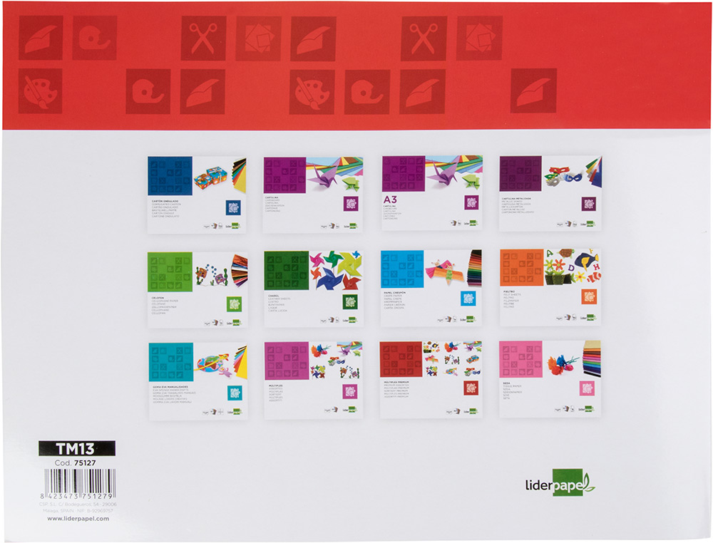 BLOC TRABAJOS MANUALES LIDERPAPEL PAPEL METALIZADO 240X315MM 10 HOJAS COLORES SURTIDOS