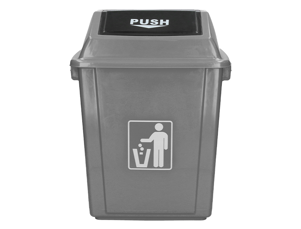 PAPELERA CONTENEDOR Q-CONNECT PLASTICO CON TAPA DE BALANCIN 58 LITROS GRIS 470X330X760 MM