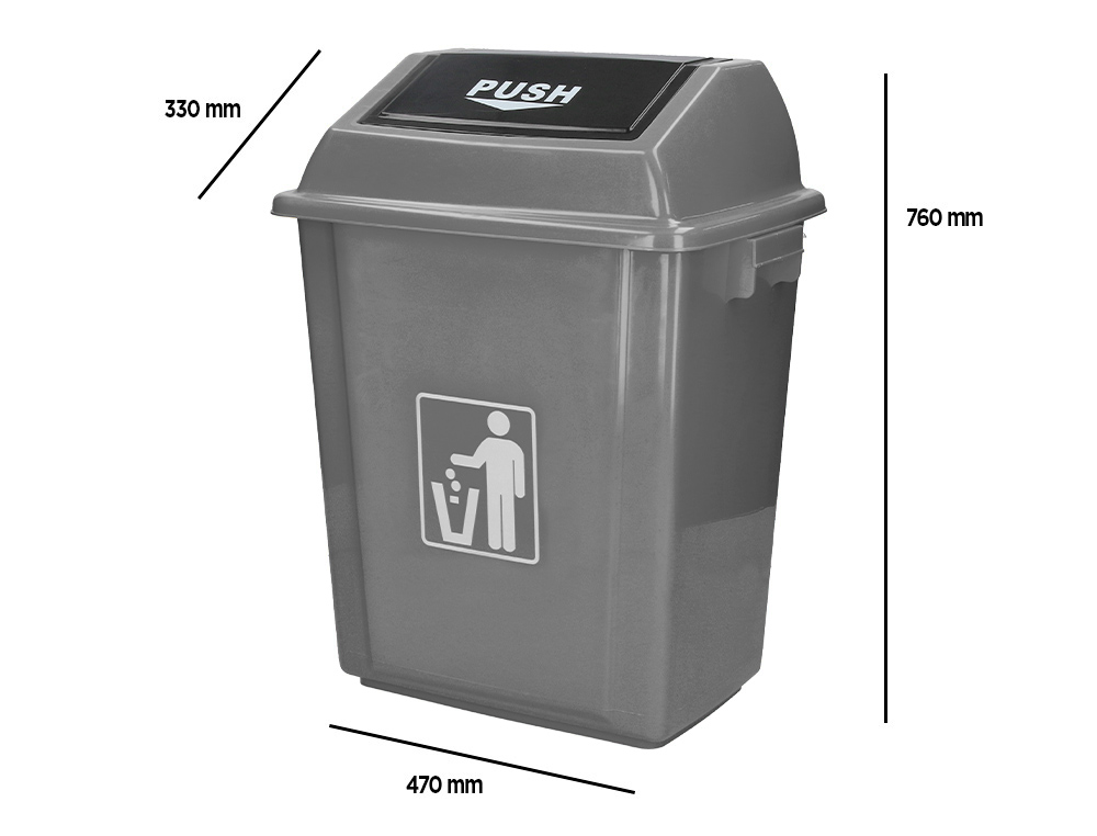 PAPELERA CONTENEDOR Q-CONNECT PLASTICO CON TAPA DE BALANCIN 58 LITROS GRIS 470X330X760 MM