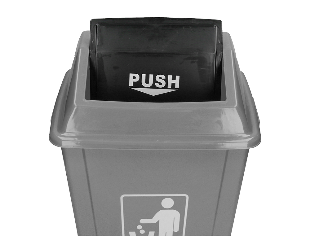 PAPELERA CONTENEDOR Q-CONNECT PLASTICO CON TAPA DE BALANCIN 58 LITROS GRIS 470X330X760 MM